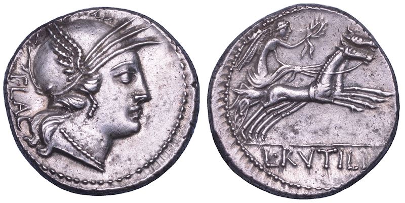 RUTILIA. L. Rutilius Flaccus, 77 a.C. Denario.  - Auction Numismatics - Cambi Casa d'Aste