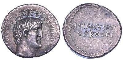 Marco Antonio, Denario della zecca itinerante (33 a.C.)