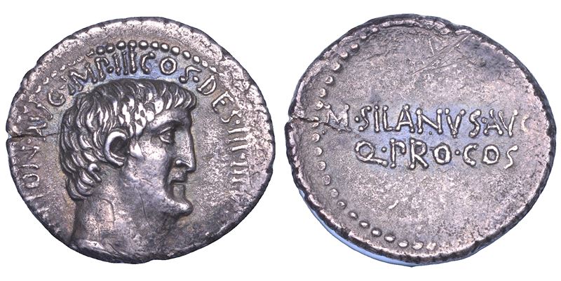 Marco Antonio, Denario della zecca itinerante (33 a.C.)