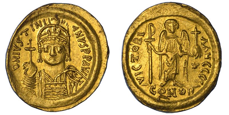 GIUSTINIANO I, 527-565. Solido. Costantinopoli, anni 527-565.  - Asta Numismatica - Cambi Casa d'Aste