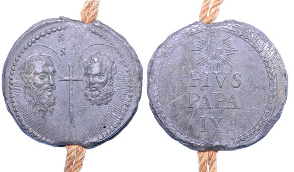 STATO PONTIFICIO. PIO IX (Giovanni Maria Mastai Ferretti), 1846-1878. Bolla papale con manoscritto su pergamena.