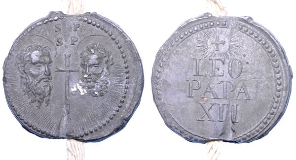ROMA. LEONE XIII (Vincenzo Gioacchino Luigi Pecci), 1878-1903. Bolla papale con manoscritto su pergamena.