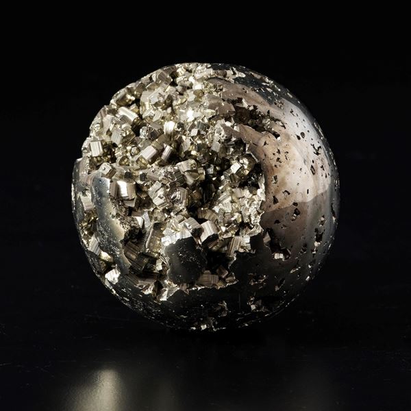 Sphere of pyrite crystals