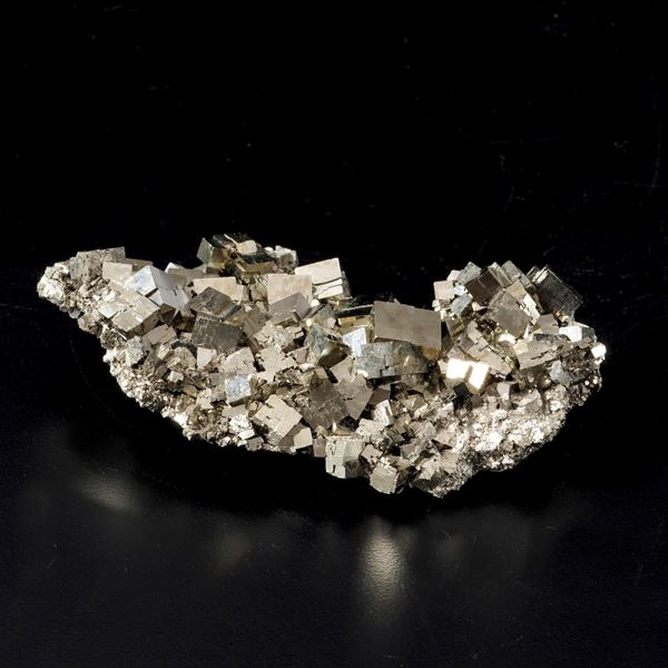 A cluster of pyrite crystals