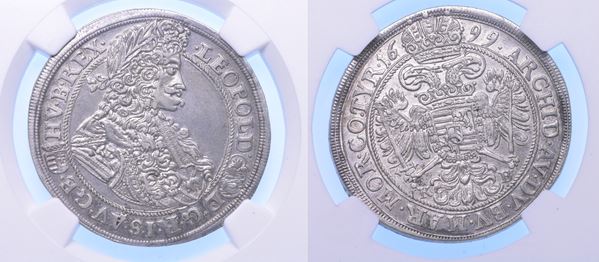 UNGHERIA. LEOPOLD I, 1657-1705. 1/2 Taler 1699. Kremnitz.