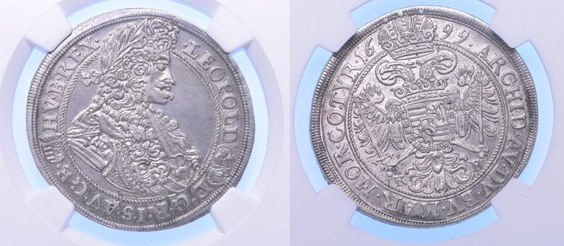 UNGHERIA. LEOPOLD I, 1657-1705. 1/2 Taler 1699. Kremnitz.  - Auction Numismatics - Cambi Casa d'Aste