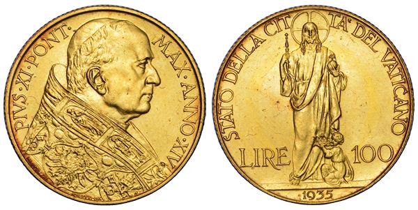 VATICANO. PIO XI (Achille Ratti), 1922-1939. 100 Lire 1935/A. XIV.