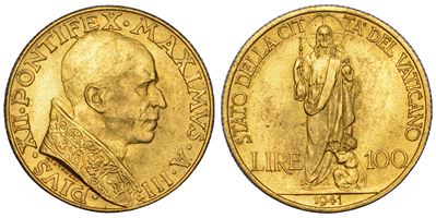 Eugenio Pacelli (Pio XII), 100 Lire Vaticano 1941/A, III