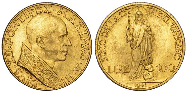 VATICANO. PIO XII (Eugenio Pacelli), 1939-1958. 100 Lire 1941/A. III.
