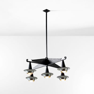 Lampada a sospensione (struttura in metallo e alluminio) – progetto per la II Biennale di Monza, ...