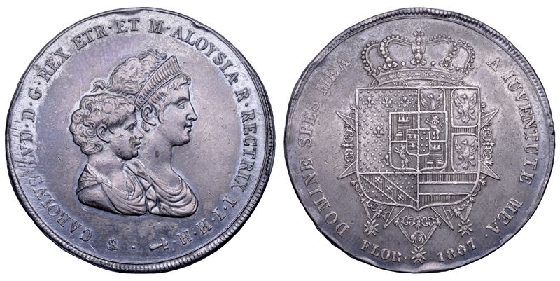 FIRENZE. CARLO LUDOVICO DI BORBONE, 1803-1807. Dena 1807.  - Auction Numismatics - Cambi Casa d'Aste