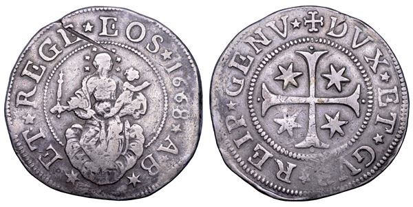 GENOVA. DOGI BIENNALI E GOVERNATORI DELLA REPUBBLICA, 1528-1797. SERIE DELLA III FASE, 1637-1797. Scudo stretto 1668.