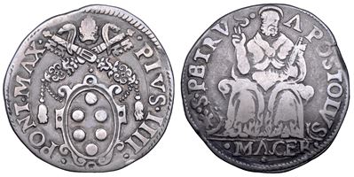 Gian Angelo Medici (Pio IV), Stato Pontificio, Testone, 1559-1565, Macerata