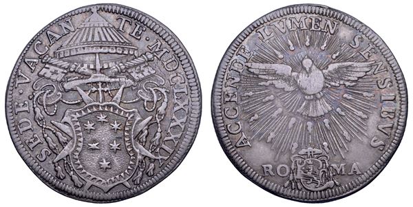 STATO PONTIFICIO. SEDE VACANTE 1689. Camerlengo Card. Paluzzi-Altieri. Testone 1689.