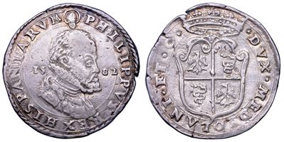 Filippo II d’Asburgo (1554–1598), Mezzo scudo d’argento (Milano), 1582