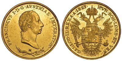 Francesco I d’Asburgo-Lorena, Sovrana 1823, testa laureata e aquila bicipite coronata