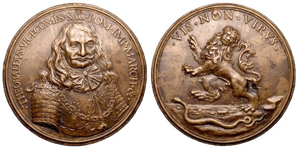 MILANO. TEOBALDO VISCONTI. Sopraintendente generale della milizia di Milano, 1601-1674. Medaglia in bronzo 1675.