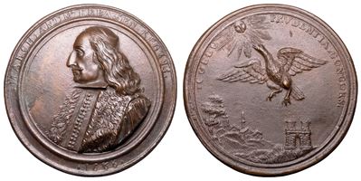 Antonio Maria Erba, Medaglia in bronzo con busto a sinistra e rovescio “COELO PRVDENTIA CONCORS” ...