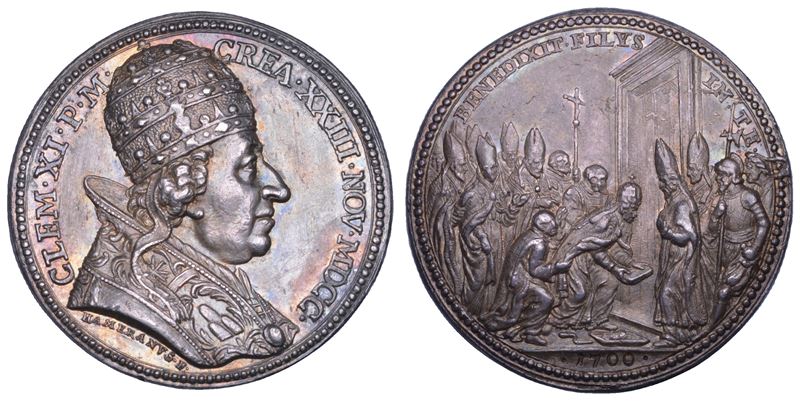 STATO PONTIFICIO. CLEMENTE XI (Giovanni Francesco Albani), 1700-1721. Medaglia in argento A. 1700.  - Asta Numismatica - Cambi Casa d'Aste