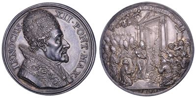 Innocenzo XII (Antonio Pignatelli), Apertura della Porta Santa Vaticana — Medaglia in argento (17...