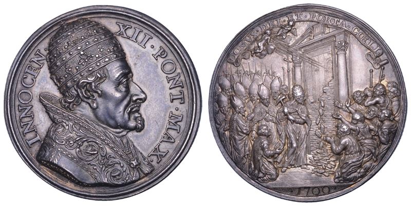 Innocenzo XII (Antonio Pignatelli), Apertura della Porta Santa Vaticana — Medaglia in argento (17...