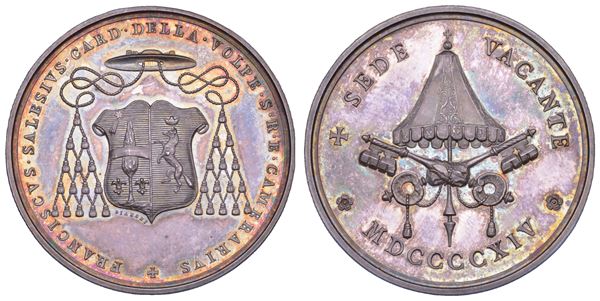ROMA. SEDE VACANTE 1914. Medaglia in argento emessa dal Cardinale Camerlengo Francesco Salesio Della Volpe (prima variante).