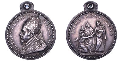 Emilio Altieri (attrib.), Medaglia portativa in argento «Clemente X» (1670-1676), 1670/A