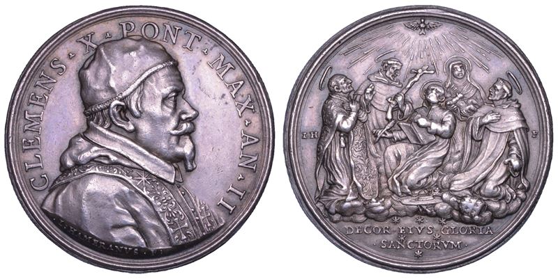 Emilio Altieri (Clemente X), Medaglia in argento, Canonizzazione di cinque Santi, 1671