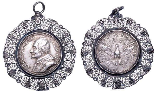 STATO PONTIFICIO. ALESSANDRO VIII (Pietro Ottoboni), 1689-1691. Medaglia in argento 1689. Possesso del Laterano.