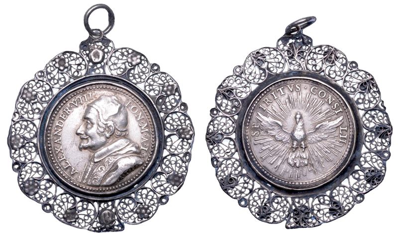 Pietro Ottoboni (attribuito ad Alessandro VIII), Medaglia in argento del Possesso del Laterano (1...