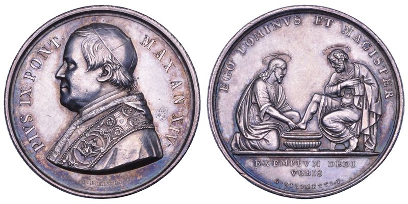 Mastai Ferretti (Pio IX), Lavanda dei piedi del Giovedì Santo. Medaglia in argento, 1860/A