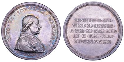 Giannangelo Braschi (Attrib.), Medaglia in argento di Pio VI, Viaggio a Vienna, 1782