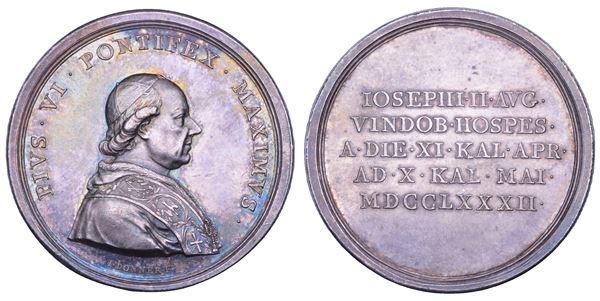 STATO PONTIFICIO. PIO VI (Giannangelo Braschi), 1775-1799. Medaglia in argento 1782 (A. VIII). Viaggio a Vienna.
