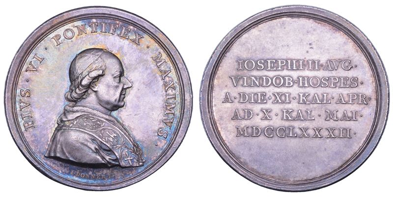 Giannangelo Braschi (Attrib.), Medaglia in argento di Pio VI, Viaggio a Vienna, 1782