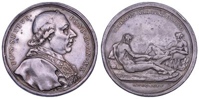 Giannangelo Braschi (Pio VI), Medaglia annuale in argento 1794/A.XX “Il Velino immesso nella Nera...