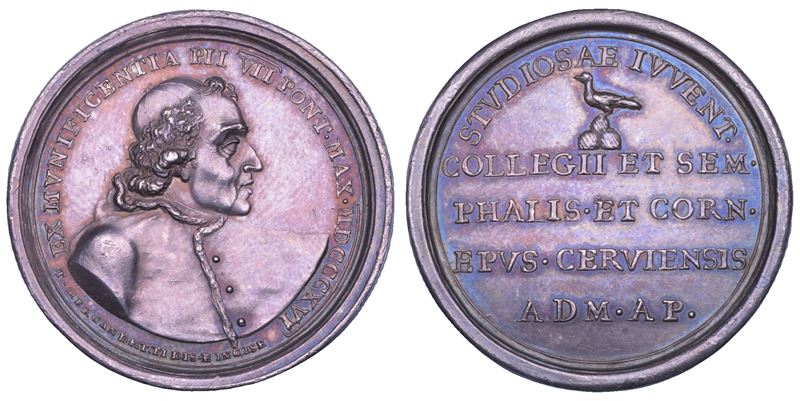 STATO PONTIFICIO. PIO VII (Barnaba Chiaramonti), 1800-1823. Medaglia premio in argento 1816. Seminario di Montefiascone.  - Asta Numismatica - Cambi Casa d'Aste