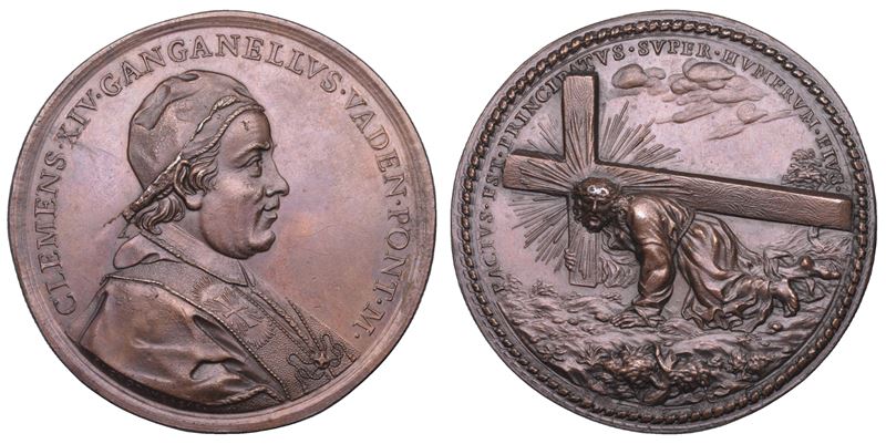 STATO PONTIFICIO. CLEMENTE XIV (Gian Vincenzo Antonio Ganganelli), 1769-1774. Medaglia in bronzo (circa 1770).  - Asta Numismatica - Cambi Casa d'Aste