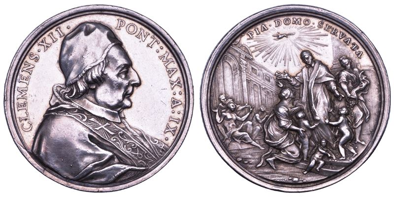 Lorenzo Corsini (Clemente XII), Medaglia annuale in argento 1739/A (IX), Ospedale Santo Spirito
