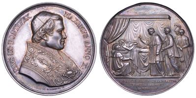 Pio IX (Giovanni Maria Mastai Ferretti), Medaglia annuale in argento 1854/A (Anno X) – Visita del...