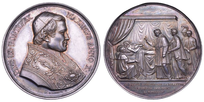 Pio IX (Giovanni Maria Mastai Ferretti), Medaglia annuale in argento 1854 “X” – Visita del Papa a...