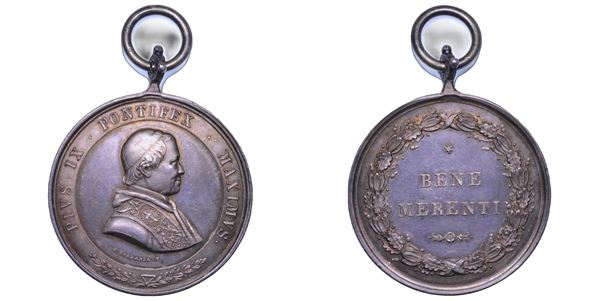 STATO PONTIFICIO. PIO IX (Giovanni Maria Mastai Ferretti), 1846-1878. Medaglia in argento s.d.  Benemerenti.