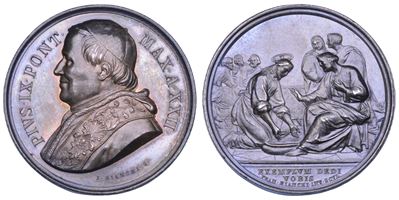 Pio IX (Giovanni Maria Mastai Ferretti), Lavanda dei piedi del Giovedì Santo. Medaglia in argento...