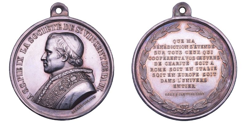 Mastai Ferretti (Pio IX), Medaglia in argento «Società di S. Vincenzo De Paoli», 5 gennaio 1855