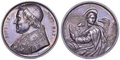 Pio IX (Giovanni Maria Mastai Ferretti), Medaglia in argento raffigurante San Giovanni Evangelist...
