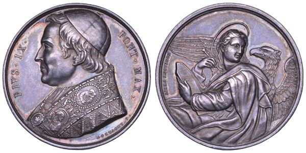 STATO PONTIFICIO. PIO IX (Giovanni Maria Mastai Ferretti), 1846-1878. Medaglia in argento s.d. A San Giovanni Evangelista.
