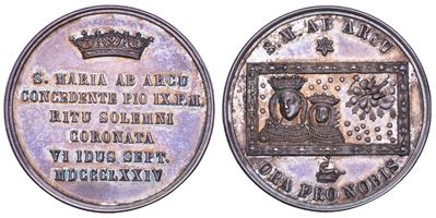 Stato Pontificio, Pio IX (Giovanni Maria Mastai Ferretti), Incoronazione della Madonna dell’Arco ...