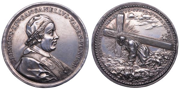 STATO PONTIFICIO. CLEMENTE XIV (Gian Vincenzo Antonio Ganganelli), 1769-1774. Medaglia in argento (circa 1770).
