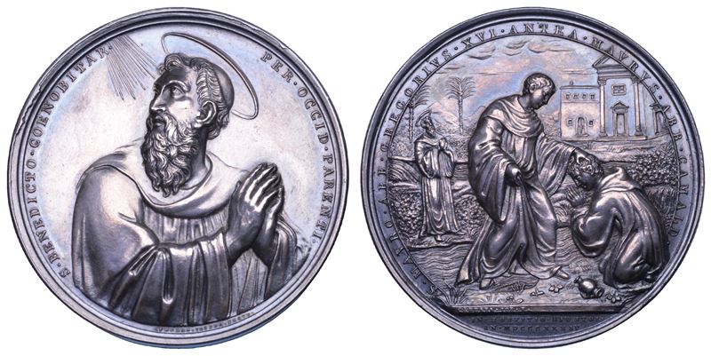 STATO PONTIFICIO. GREGORIO XVI (Bartolomeo Alberto Cappellari), 1831-1846. Medaglia in argento 1834/A. IV. Visita del Pontefice all'Ospizio Apostolico del San Michele a Roma.  - Asta Numismatica - Cambi Casa d'Aste