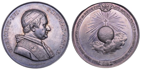 STATO PONTIFICIO. GREGORIO XVI (Bartolomeo Alberto Cappellari), 1831-1846. Medaglia in argento 1840/A. X. Società di Propaganda Fide.
