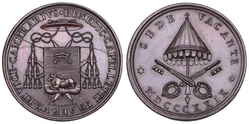 Cappelletti (Benedetto), Medaglia “Stato Pontificio. Sede Vacante” 1829 in bronzo